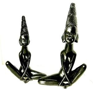 HAND CARVED WOOD FEMALE FIGURES